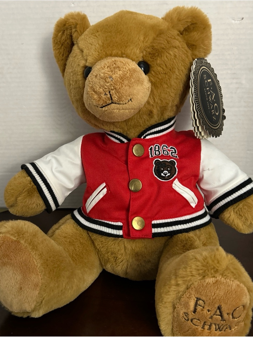 Brown Teddy Bear in Red Varsity Jacket - Kids Toy